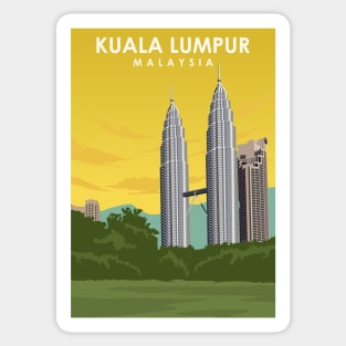 Kuala Lumpur Vintage Travel Poster ad Sticker